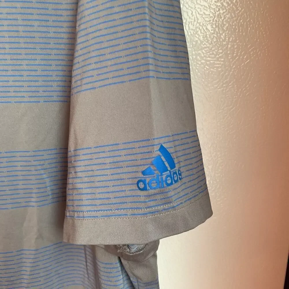 ADIDAS Men’s Striped Polo/Golf Shirt / Size: Large